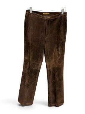 Rem Garson Women's Brown 100% Suede Leather Bootcut Pants Size 6 Like New Fall